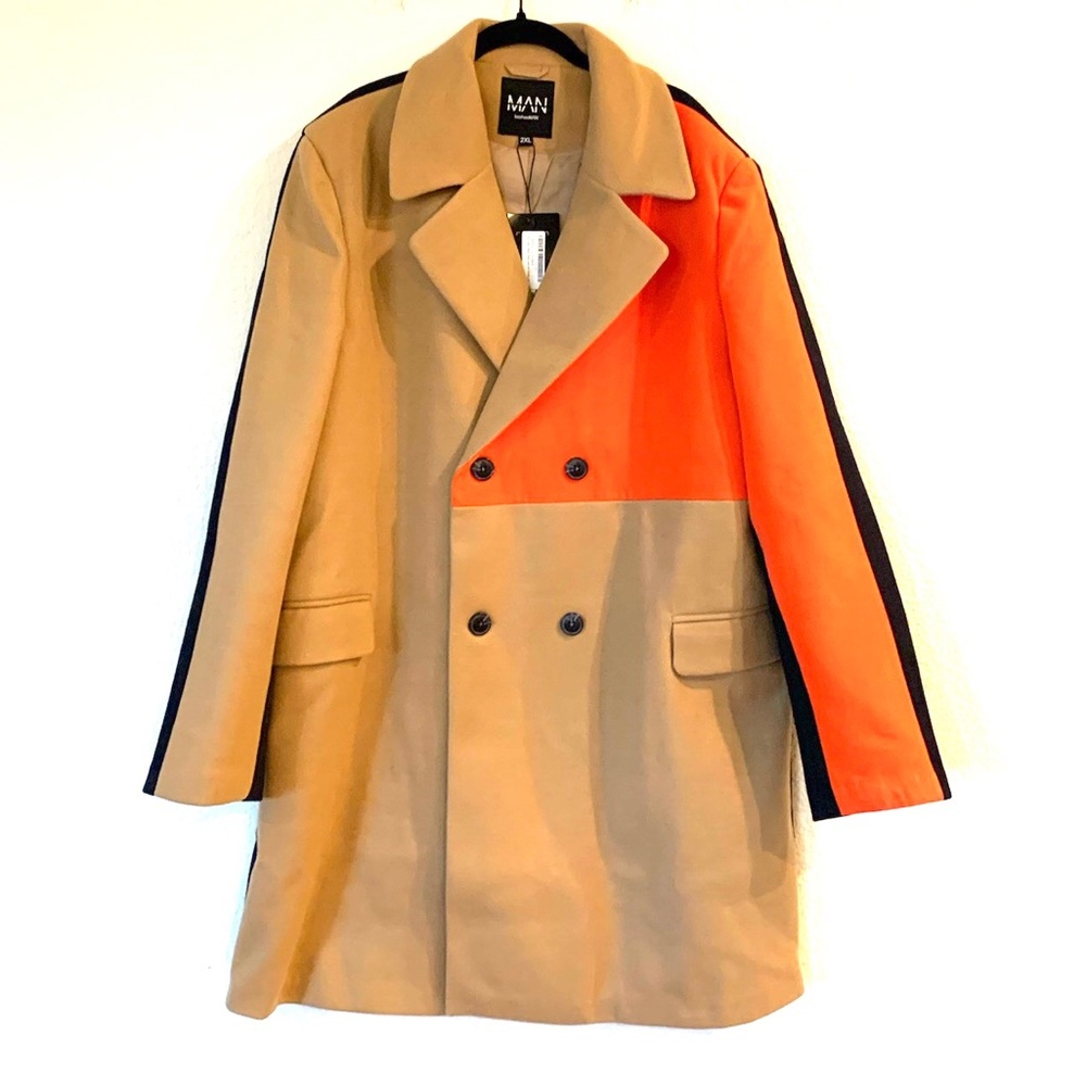 Boohoo Man color block trench coat
